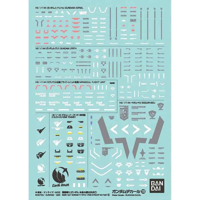 Bandai Gundam Water Decal 133 - 1/144 (The Witch From Mercury Set 1)